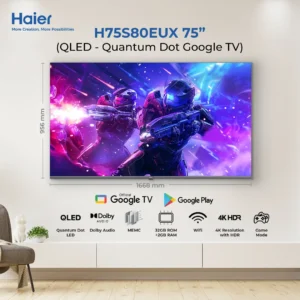 Haier H75S80EUX 75 Inch 4K QLED Google television price in pakistan