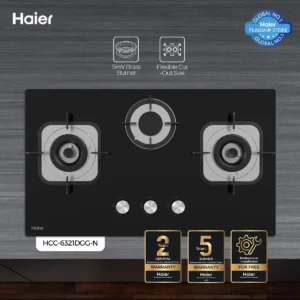 Haier HCC-6321DGG-N 3 Burner Kitchen Gas Hob