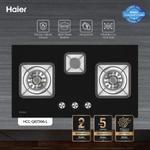 Haier HCC-Q67366-L 3 Burner LPG Gas Hob