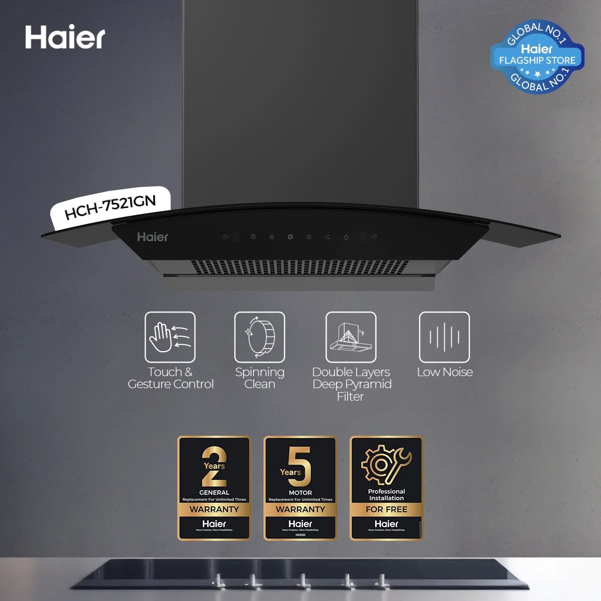 Haier HCH-7521GN T-Shape Kitchen Range Hood