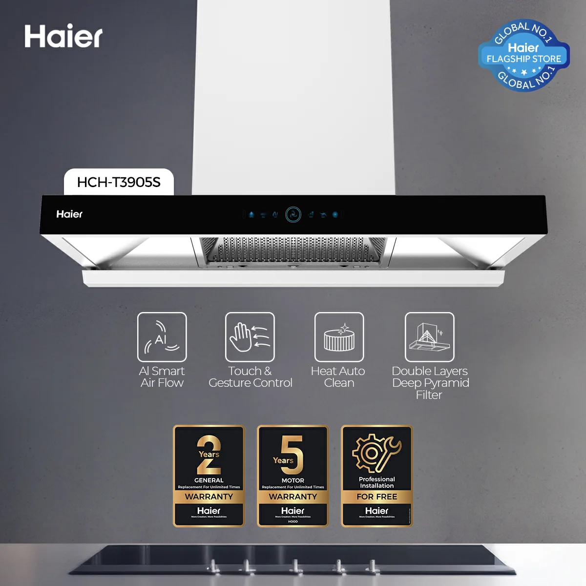 Haier HCH-T3905S T-Shape Kitchen Range Hood