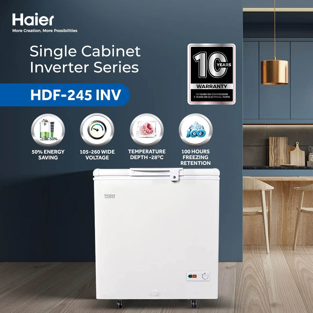 Haier HDF-245INV 8.6 CFT Single Door Inverter Deep Freezer first view