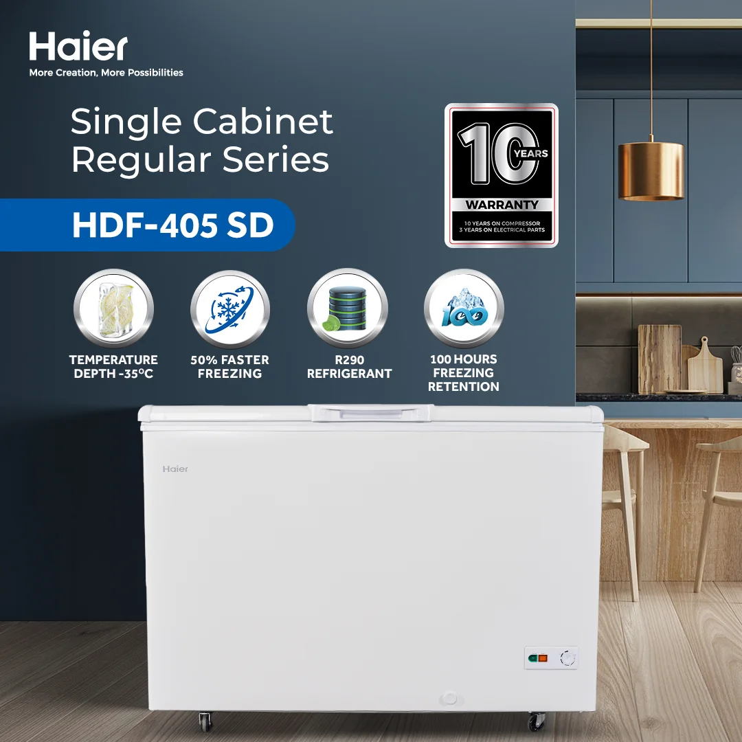 Haier HDF-405SD 14.3 CFT Single Door Deep Freezer