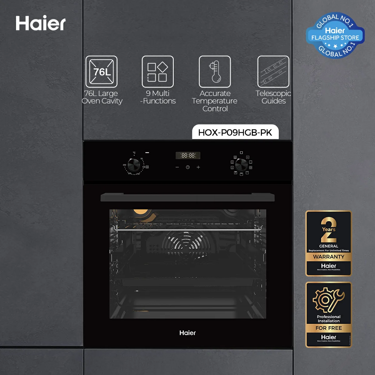 Haier HOX-P09HGB 76L Built-in Oven