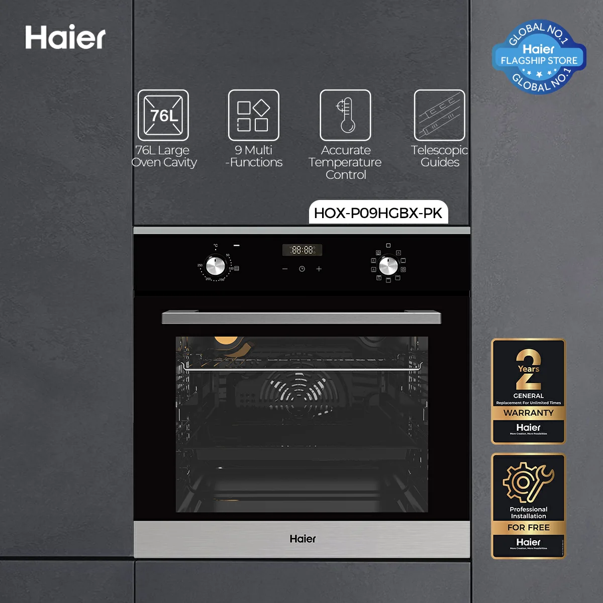Haier HOX-P09HGBX 76L Built-in Oven