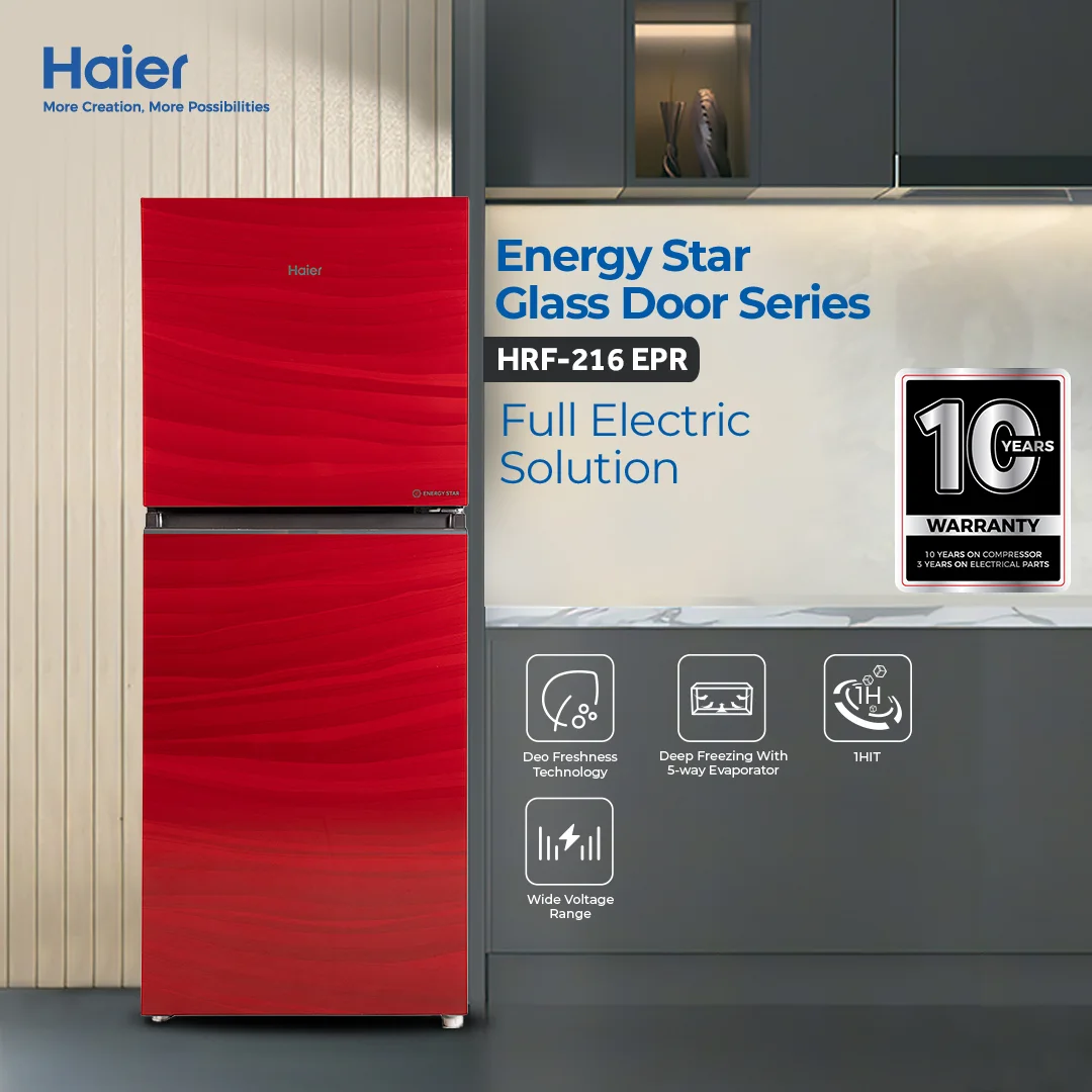 Haier HRF-216 EPR Refrigerator – 7.5 CFT E-Star Glass Door second view