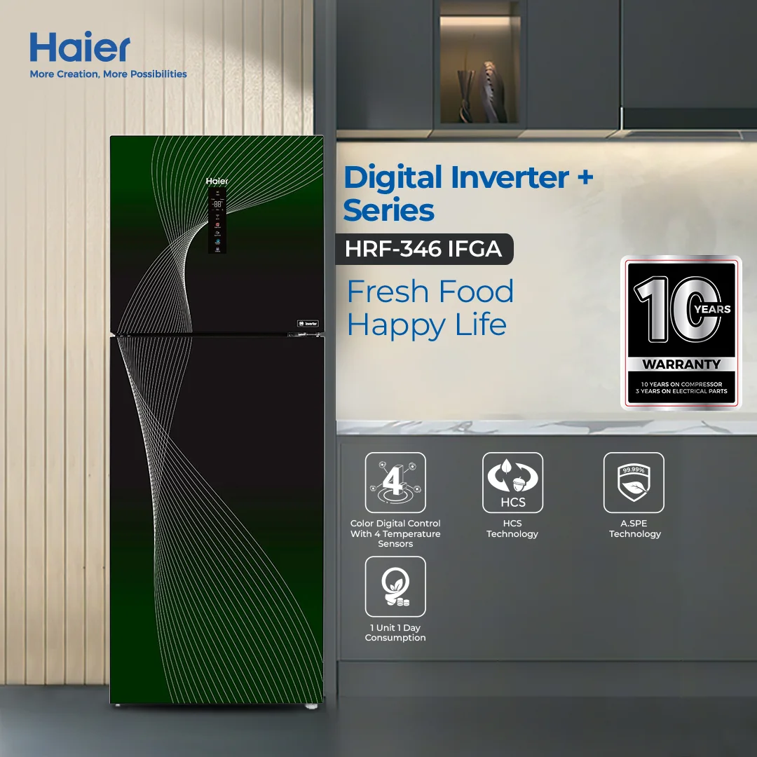 Haier HRF-316 IFGA Refrigerator – 11 CFT Digital Inverter