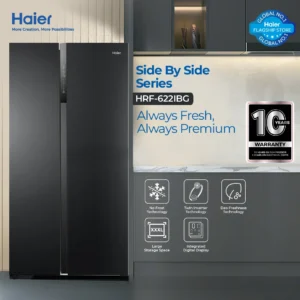Haier HRF-622IBG Refrigerator – 22 CFT Side by Side Digital Inverter