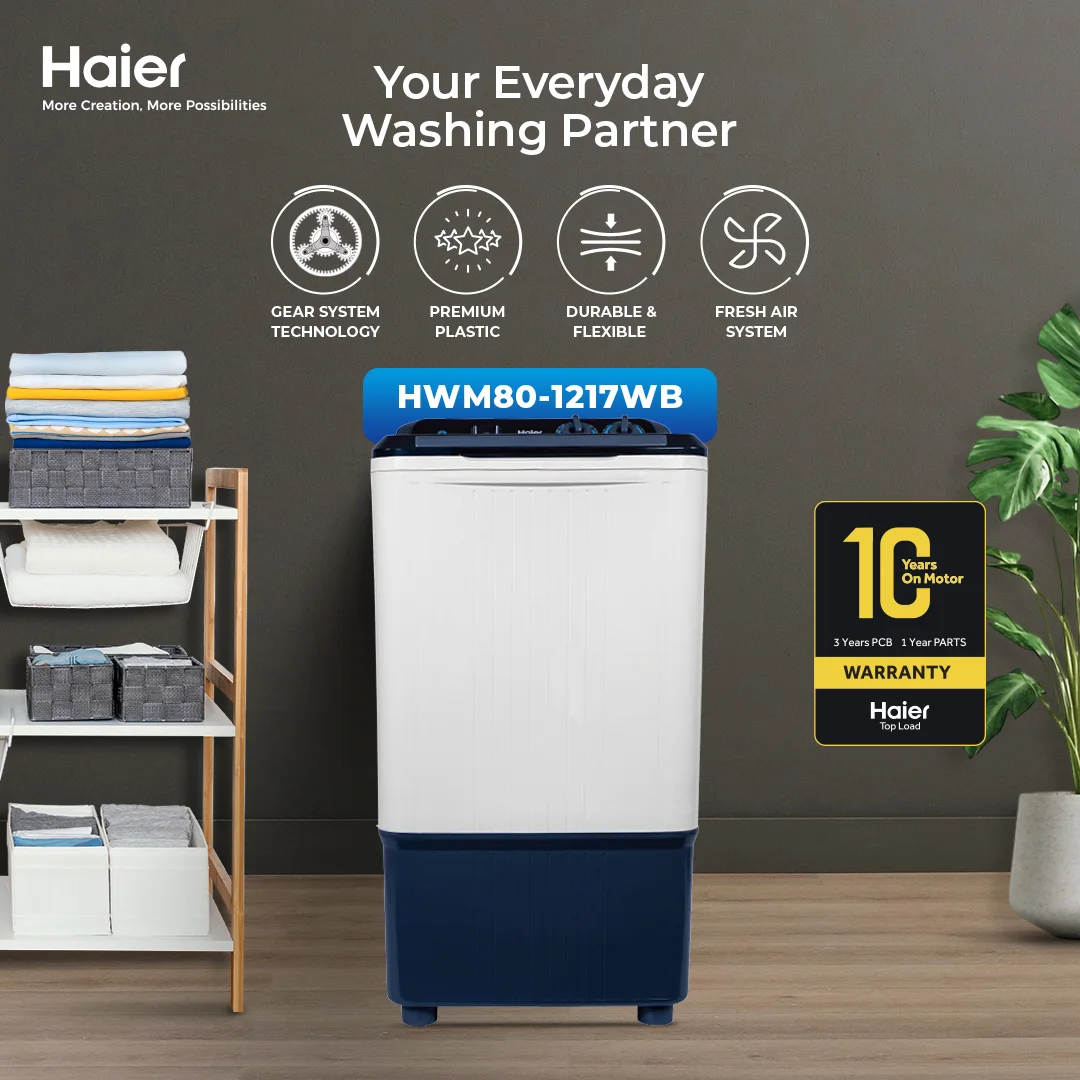 Haier HWM80-1217WB 8KG Single Tub Semi Automatic Washing Machine