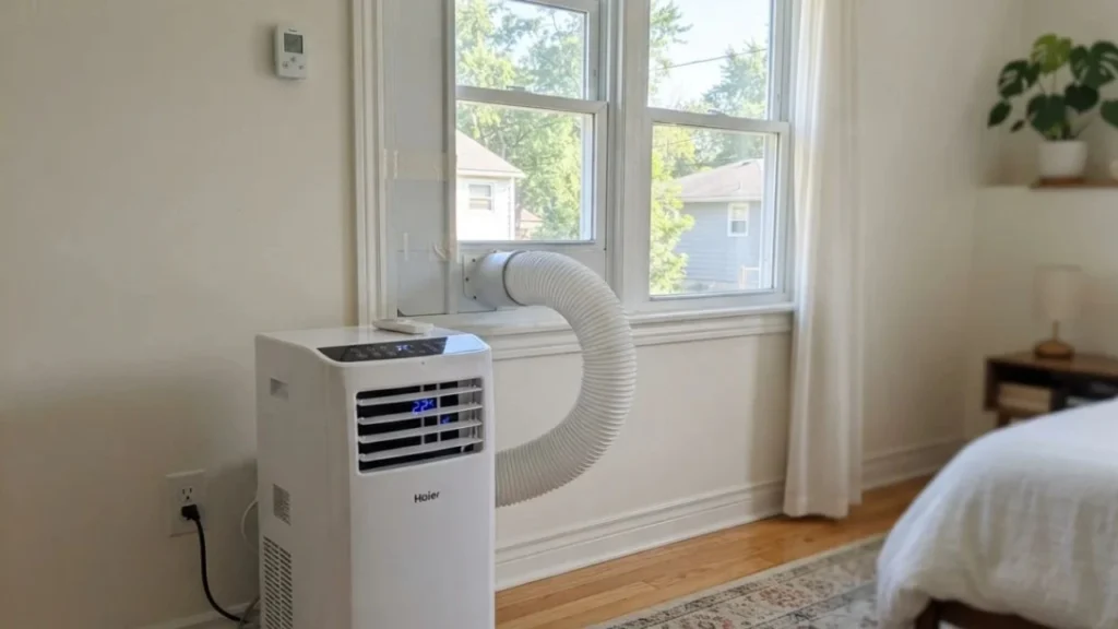 Haier portable AC window exhaust installation
