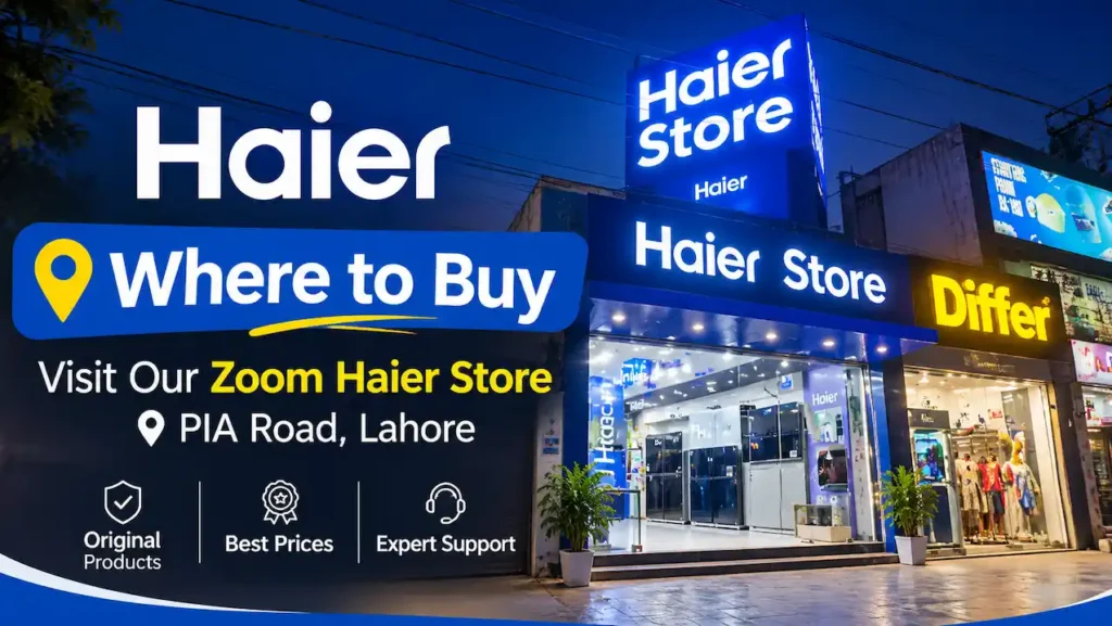 Haier microwave ovens in a row at Zoom Haier Store Lahore