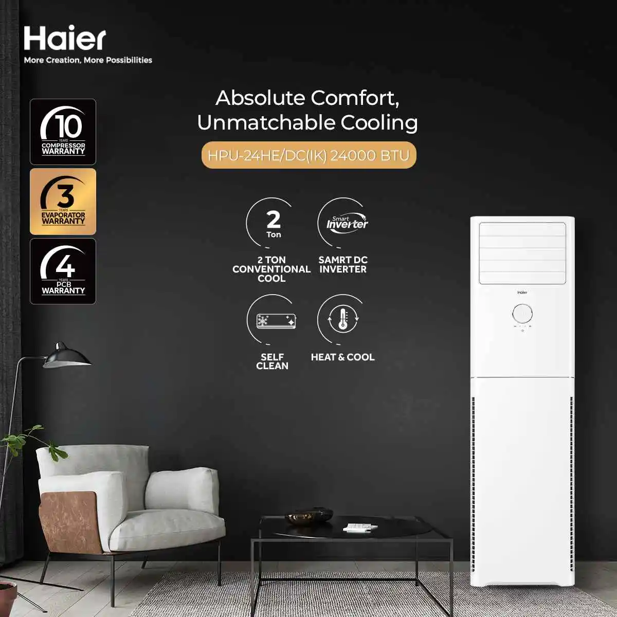 Haier 2 Ton Cabinet Inverter AC - Official Warranty