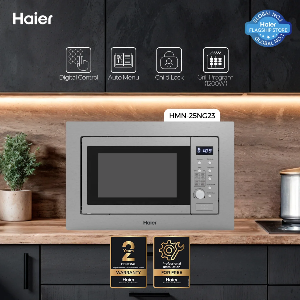 Haier HMN-25NG23 25L Built-In Grill